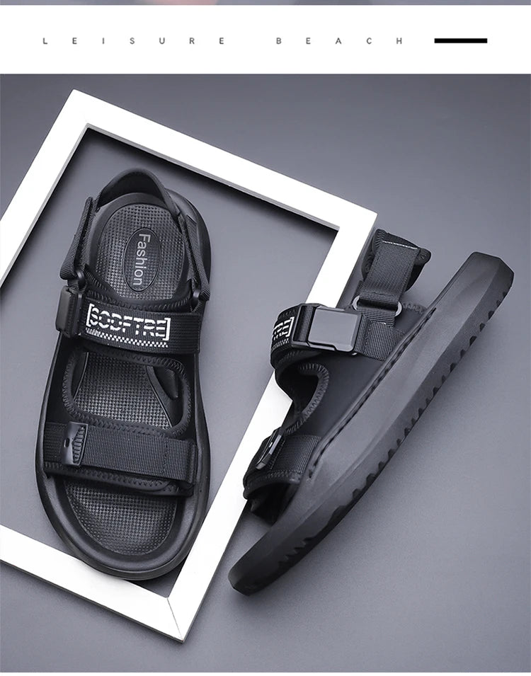 Men's Roman Sandals Summer Outdoor Sports Slip-On Shoes Anti-Slip Breathable Soft Bottom Casual Beach Shoes-WC20258