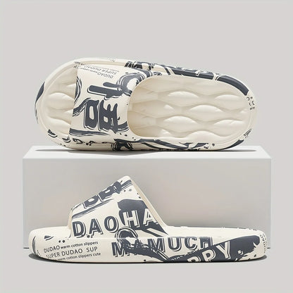 2026 Trendy Eva Graffiti Slides For Men And Women Soft Comfortable Black White Design Playful Patterns Casual Home Outdoor Wear