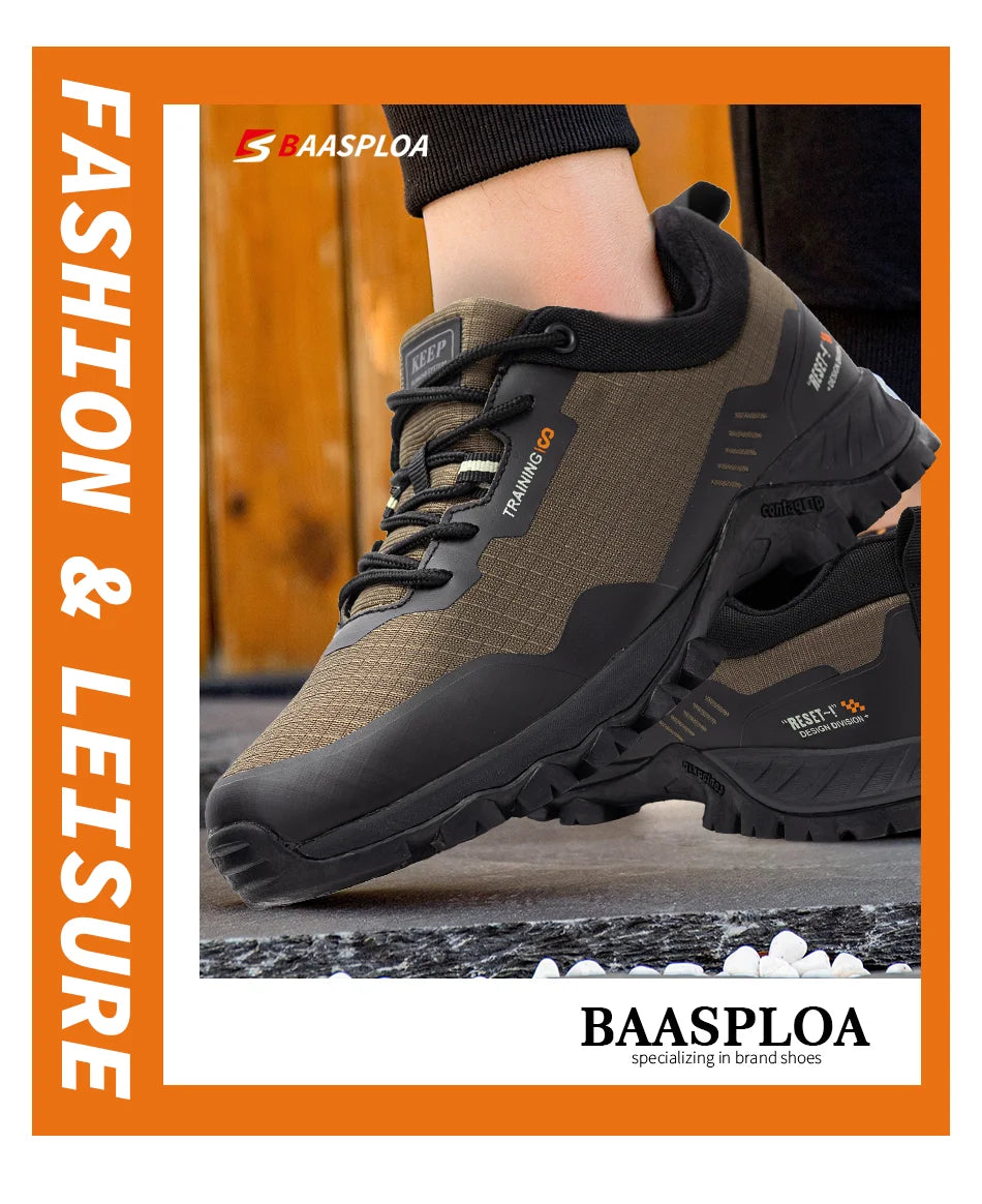 Baasploa Men Hiking Shoes New Outdoor Climbing Waterproof Non-slip Wear-resistant Sneakers Male Casual Lace-Up Walking Shoes ﻿