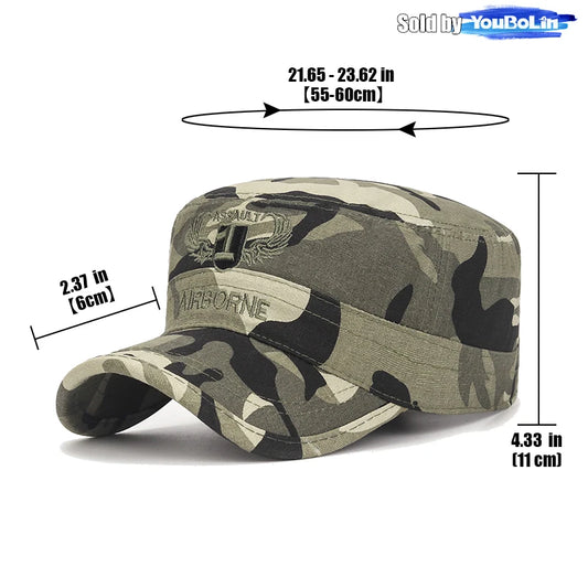AIRBORNE Airborne Commando Cadet Flat Cap Sun Hat Trucker Caps Dad Hats