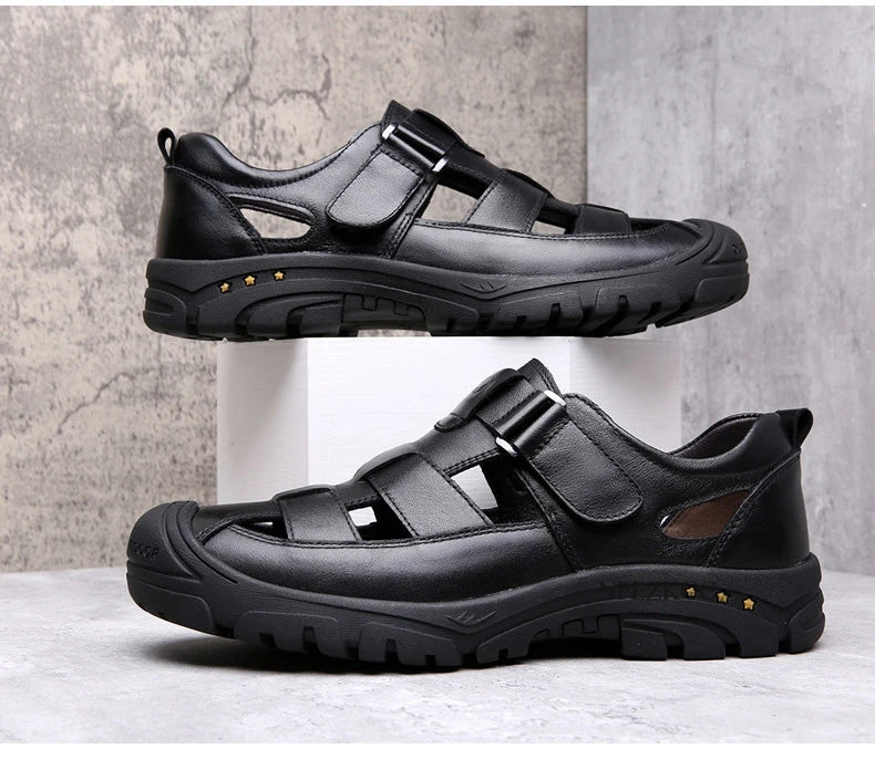 Classic High Quality Cow Leather Sandals Summer Outdoor Handmade Men Sandals Fashion Comfortable Men Beach Leather Shoes