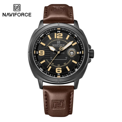 NAVIFORCE  High Quality Male Wristwatch PU Band Calendar Brand Men Quartz Watch Auto Date Display Waterproof Clocks Reloj Hombre