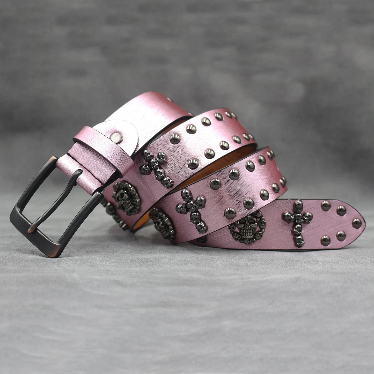 Rivet belt Cross and skull Decoration Belt Man's Goth Rock Fashion Ladies Leather Studded Gift Wild Adjustable Women Punk Belt