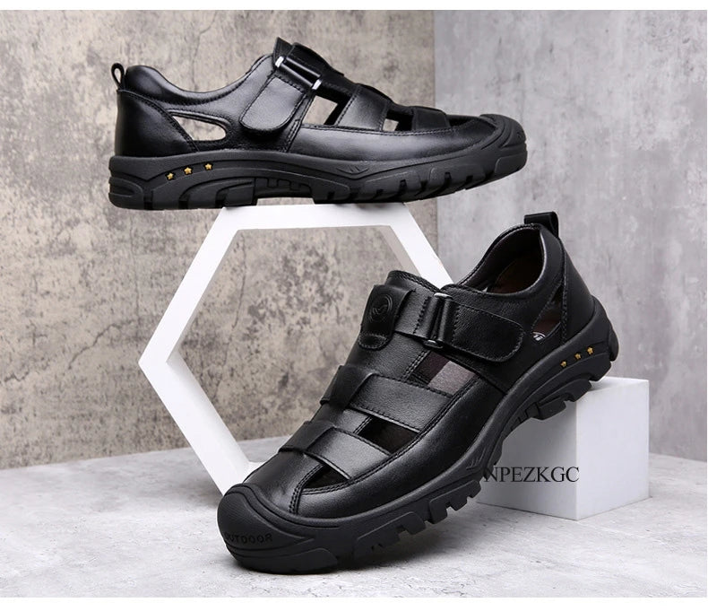 Classic High Quality Cow Leather Sandals Summer Outdoor Handmade Men Sandals Fashion Comfortable Men Beach Leather Shoes
