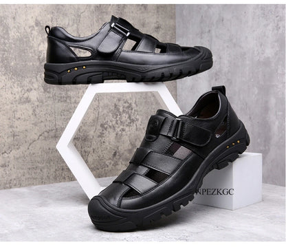 Classic High Quality Cow Leather Sandals Summer Outdoor Handmade Men Sandals Fashion Comfortable Men Beach Leather Shoes