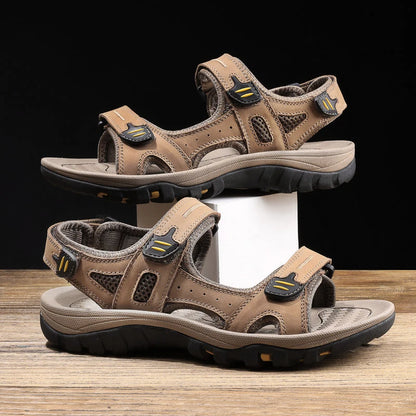 Genuine Leather Men Sandals Summer New Large Size Men Sandals Outdoor Men's Casual Shoes Fashion Sandals Slippers Big Size 38-48