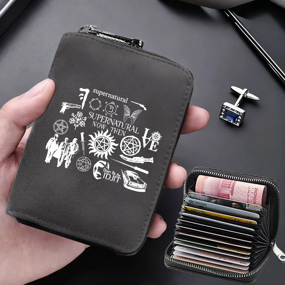Supernatural Multifunctional Card Bag 11 Cards Slot Credit Card Holder Anti Demagnetization Wallets Cover Zipper Wallet for Men