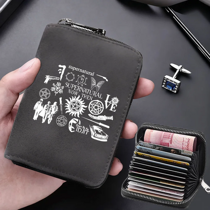 Supernatural Multifunctional Card Bag 11 Cards Slot Credit Card Holder Anti Demagnetization Wallets Cover Zipper Wallet for Men