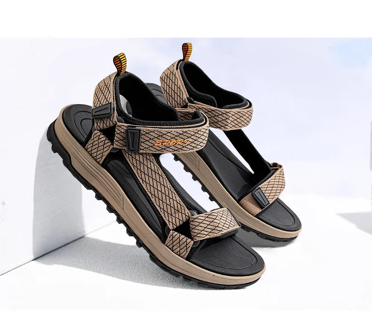 Summer Outdoor Sport Men Sandals Open Toe Breathable Casual Beach Shoe Black Antiskid Fashion Walking Sandalias