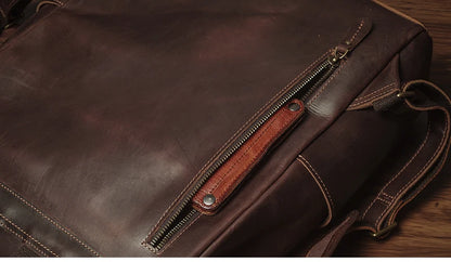 NUKA Men's Genuine Leather Backpack Vintage Outdoors Travel Bag Luxury Crazy Horse Cowhide Schoolbag Mountaineering Backpack