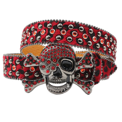 Rhinestone belt Skull Designer Belt Fashion Luxury Mens Belt and Lady Leather Decorated with Colorful Diamonds