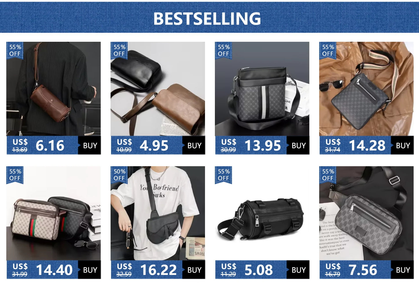 Embroidery Bee Crossbody Shoulder Bag Men Fashion Multifunction Clutch Bag Men Shoulder Bag Crossbody Messenger Bag Man Handbag