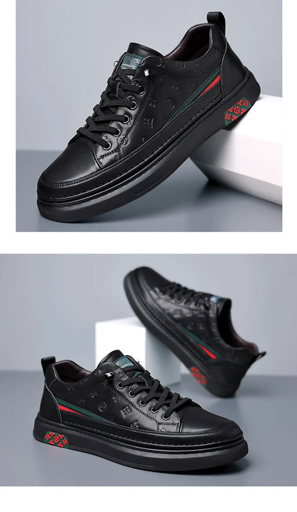 Spring Autumn Flat /5cm Elevator Shoes Men Casual Genuine Leather Sneakers Leisure Height Increase Breathable Men Loafers Trendy