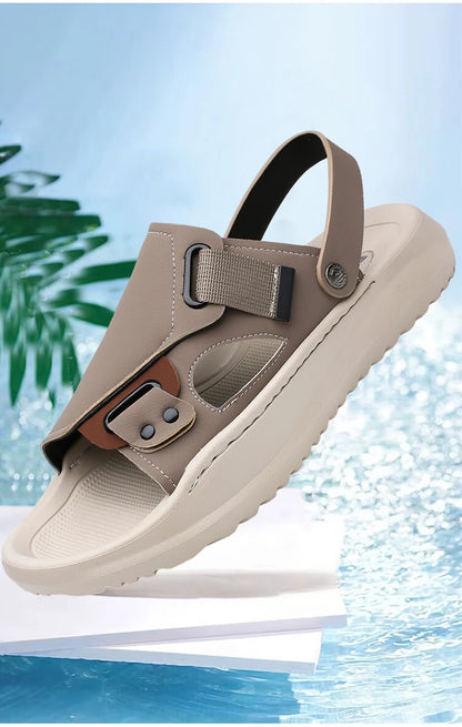 Men's Summer Outdoor Driving Sandals Comfortable Breathable Anti-slip Thick Bottom Two-Way Beach Slippers-WC20253