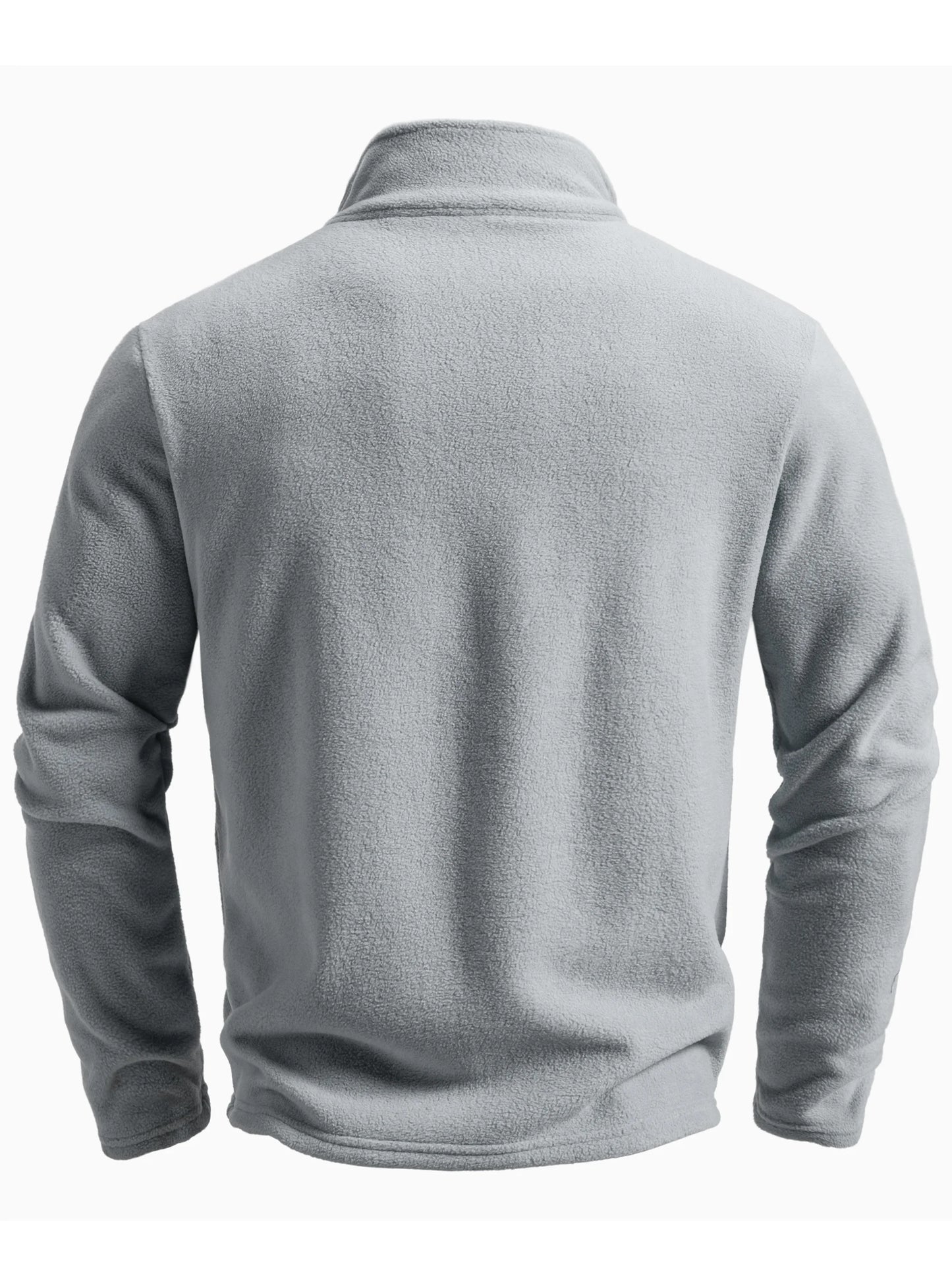 Men's Spring and Autumn Solid Color Fleece Warm Top, Comfortable Zippered Cardigan for Men's Outdoor Leisure