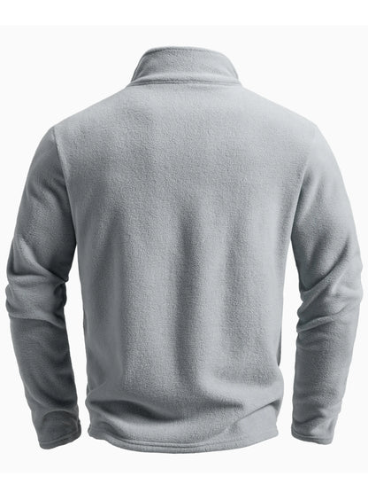 Men's Spring and Autumn Solid Color Fleece Warm Top, Comfortable Zippered Cardigan for Men's Outdoor Leisure