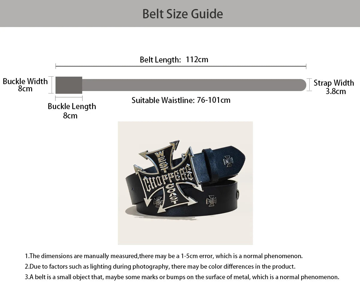 Black Punk Style PU Leather Belt Unisex Gothic Fashion Accessory Cross rivet decoration Y2K rock hip-hop style Jeans Belt Gift