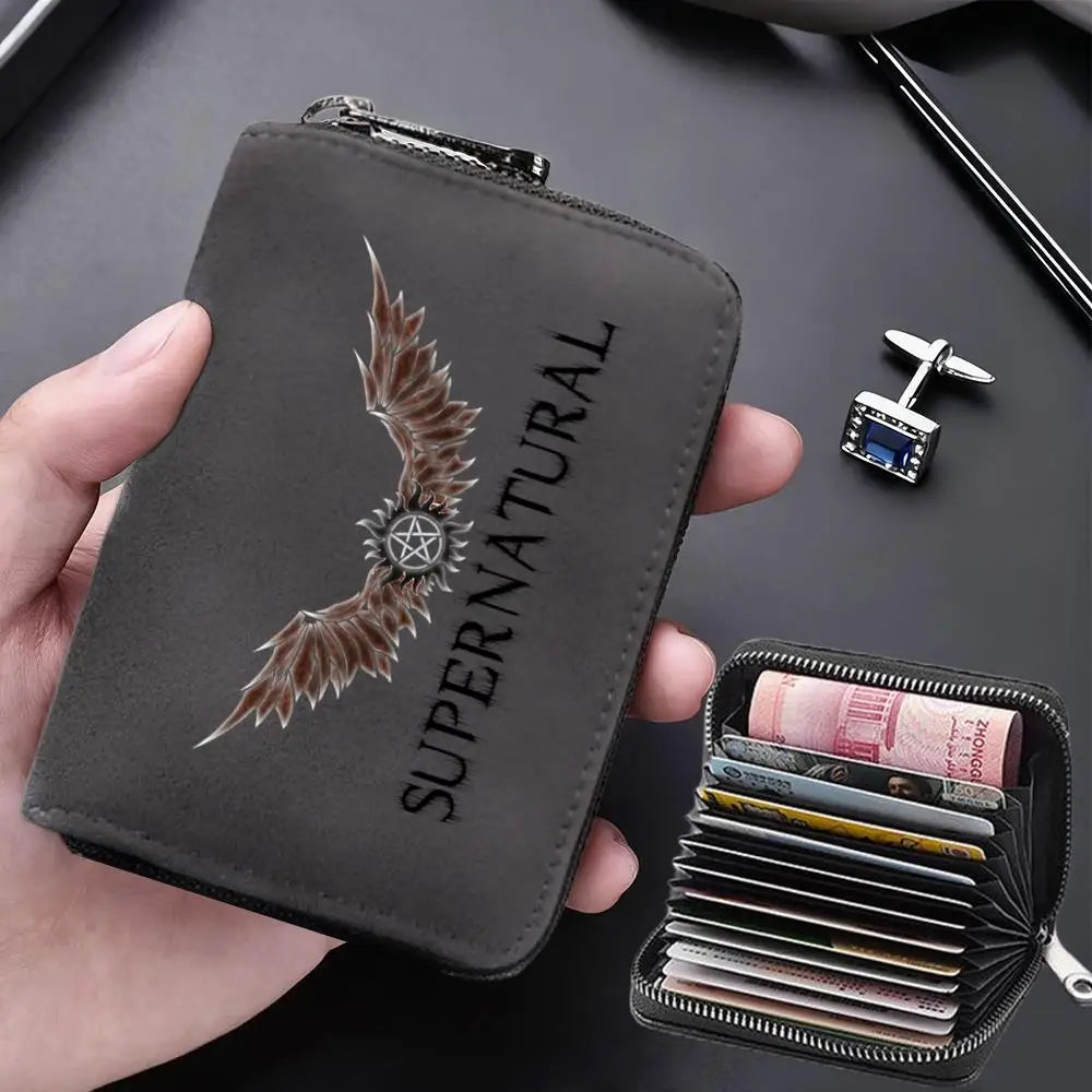 Supernatural Multifunctional Card Bag 11 Cards Slot Credit Card Holder Anti Demagnetization Wallets Cover Zipper Wallet for Men