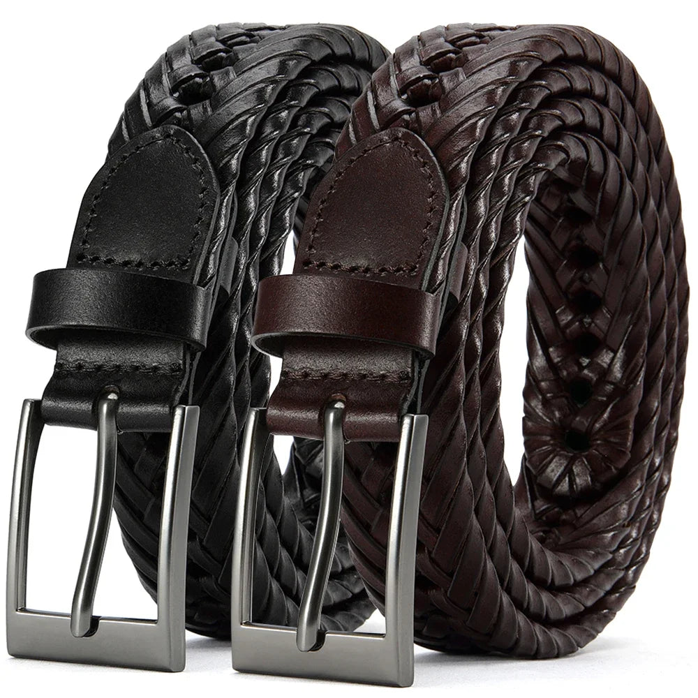 High Quality Genuine Leather Men Belts LONG Large Pin Buckle Metal Automatic Buckle High Quality Casual for Jeans Women Strap