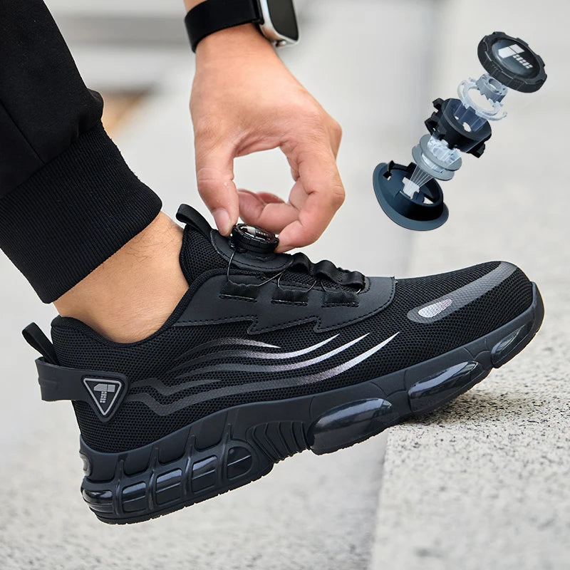 Botones giratorios zapatos de Seguridad masculinos, zapatos de trabajo,  botas de Seguridad Anticoagulantes  Tactical Boots