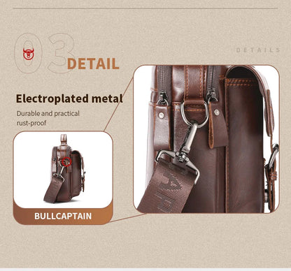 BULLCAPTAIN New Genuine Leather Men Crossbody Bag Male Briefcase Messenger Bag Casual Business Briefcase Style Men Shoulder Bag