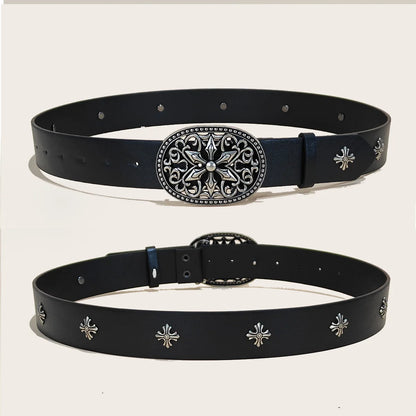 Fashion Punk Belt Cross Melancholic Second-generation Belt Design High Quality Gothic Accessories Plus Size Belt for Men Women