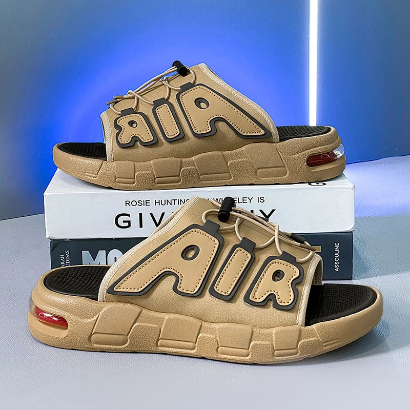 2025 New Men's Casual Leather Slippers Designer Antiskid Beach Sandals Fashion Outdoor Lightweight Slippers Comfy Walking Shoes