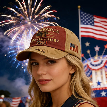 250th Anniversary Patriotic Baseball Caps, Retro Embroidered Adjustable Hats, Independence Day Gifts for History Enthusiasts