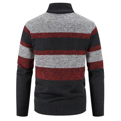 Autumn Winter Sweater Men Warm Cashmere Cotton Blended Pullovers Cardigan Men Fashion Casual Stand Collar Breathable Men Jackets