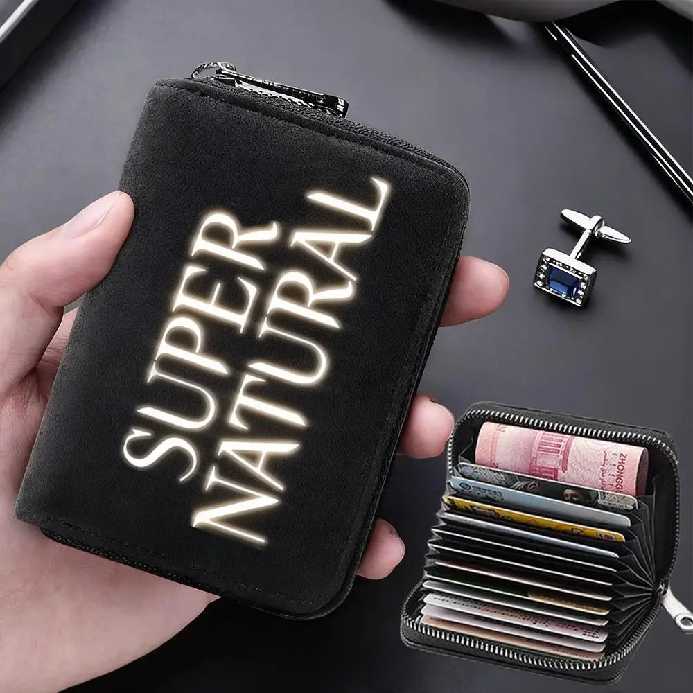 Supernatural Multifunctional Card Bag 11 Cards Slot Credit Card Holder Anti Demagnetization Wallets Cover Zipper Wallet for Men