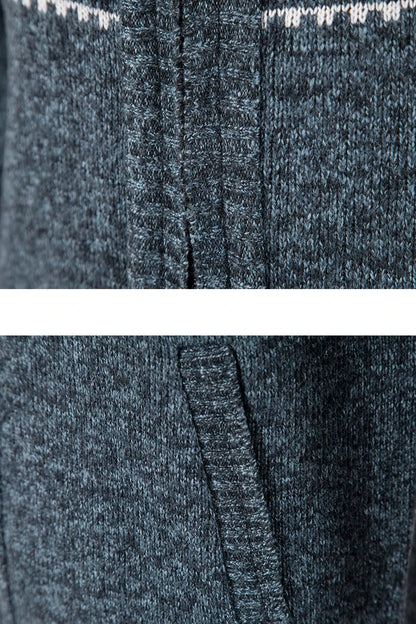 Winter Men's Fleece Cardigan Christmas Knit Sweater Coat Business Casual Jacket High Quality Male Wool Cashmere Clothing