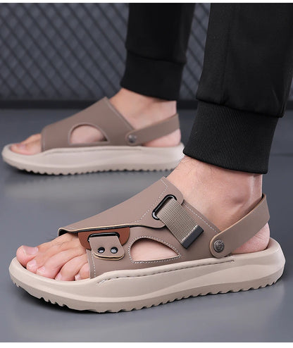 Men's Summer Outdoor Driving Sandals Comfortable Breathable Anti-slip Thick Bottom Two-Way Beach Slippers-WC20253