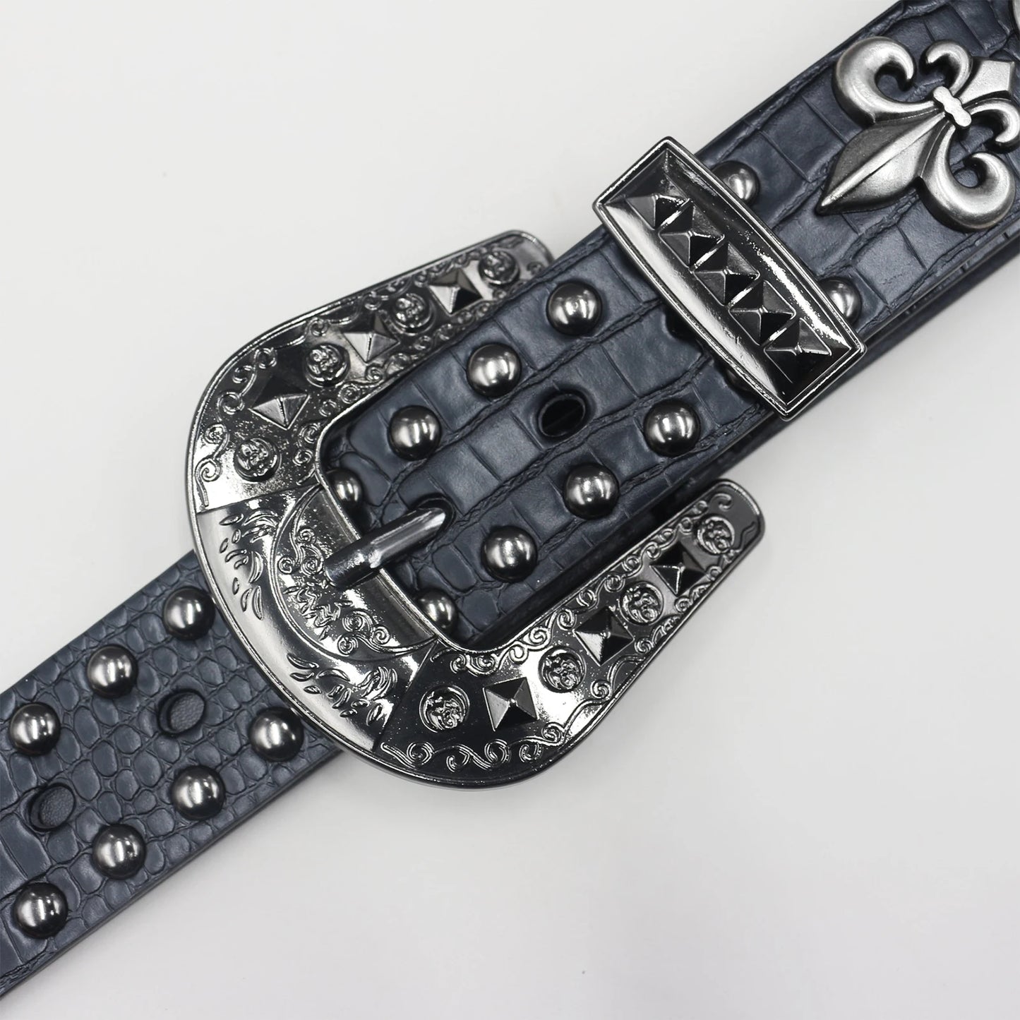Heart cross rivet belt Punk Belt Unisex Fashion Personality Trend All-match Jeans Accessories Metal Buckle Pu Girdle Retro Y2k