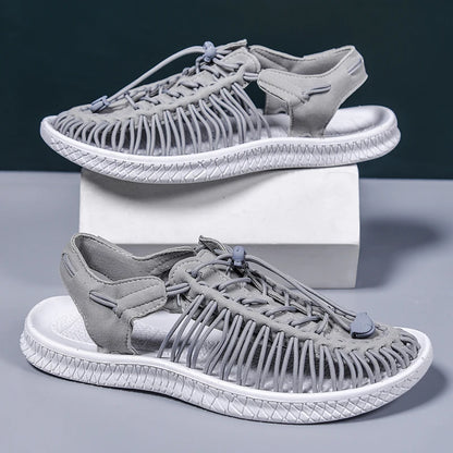 Summer Men Sandals Women Slippers Weaving Design Beach Sandals Breathable Casual Flat Sandals Outdoor Couples Sandals Size 48