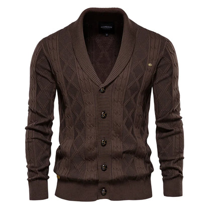 AIOPESON Cotton Argyle Cardigan Men Casual Single Breasted Solid Color Business Mens Cardigans New Winter Fashion Sweater Man