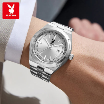 PLAYBOY 3112 Brand original authentic stainless steel strap luminous function calendar display men's quartz watch