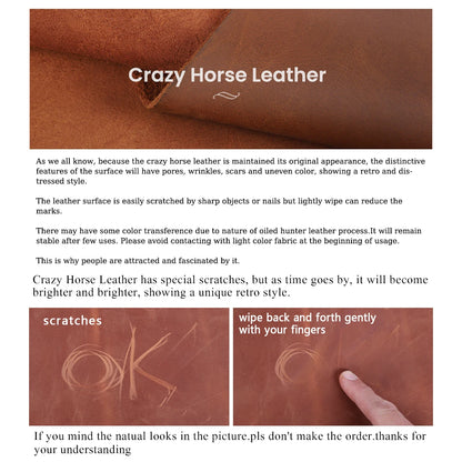 S.WORKER Vintage Crazy Horse Leather Wallet Handmade Men's Genuine Leather Long Wallet Pocket Purse Clutch Cash Card Holder