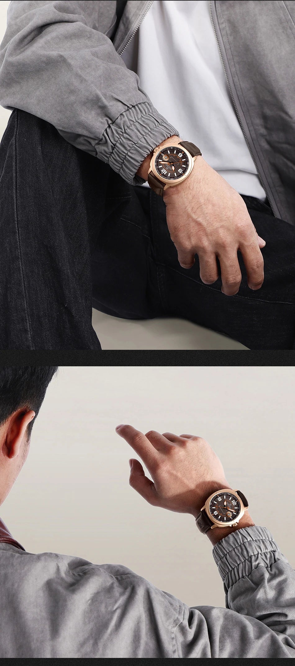 NAVIFORCE  High Quality Male Wristwatch PU Band Calendar Brand Men Quartz Watch Auto Date Display Waterproof Clocks Reloj Hombre