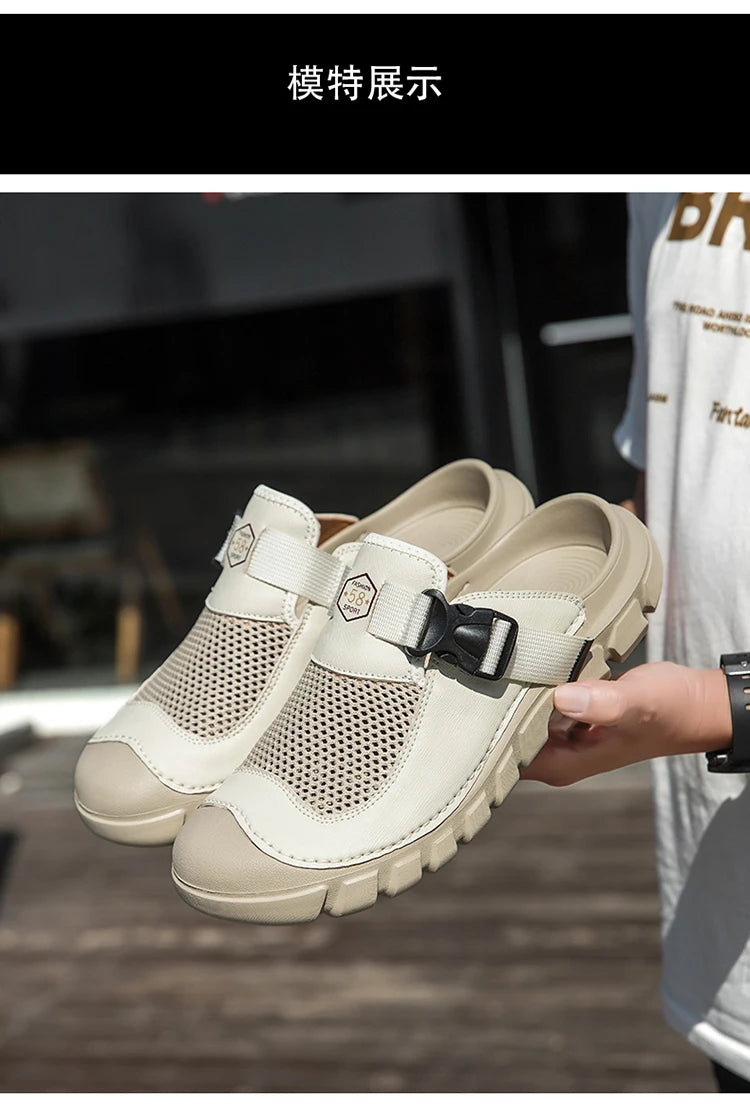 Summer Men Sandals Genuine Leather Mens Casual Shoes Outdoor Men Leather Sandals for Men Beach Shoes Roman mens Shoes
