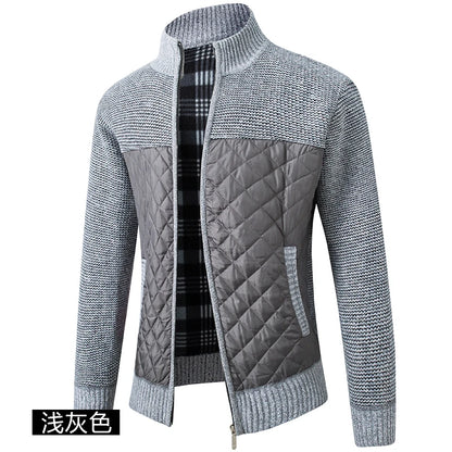 Men's Knitted Cardigan Coat Korean Slim Fit Trendy Sweater Autumn Winter Zip Up Mens Fleece Lined Top Clothing