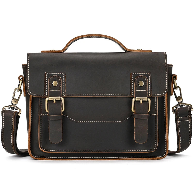 Luufan Crazy Horse Leather Men's Shoulder Bag Vintage Messenger Bags Men Male Small Travel Crossbody Bags Man Handbag Sling Bag