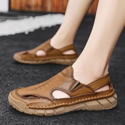 Hot-selling Summer Men's Sandals New Leather Roman Sandals Slippers Outdoor Beach Shoes Male Flip Flops Water Trekking Sandals