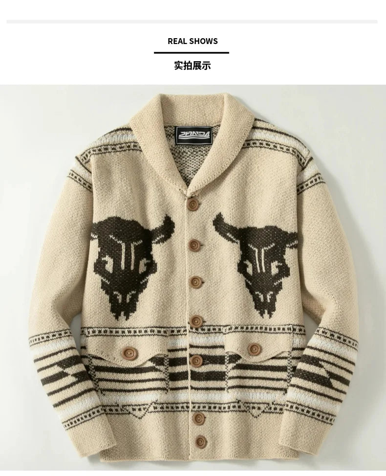 2026 Autumn Winter Men's Christmas Sweater Coat Thick Warm Sweater Cardigan Jumpers Zipper Coat with Pocket Men Knitted Sweater