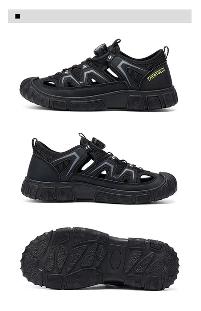 New Arrival Summer Men Sandals PU Leather Mens Casual Shoes Outdoor Beach Shoes Hollow Out Male Roman Shoes Leisure Walk Sandaly