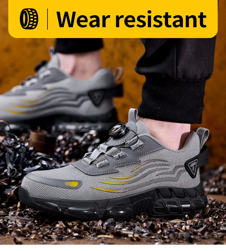 Botones giratorios zapatos de Seguridad masculinos, zapatos de trabajo,  botas de Seguridad Anticoagulantes  Tactical Boots