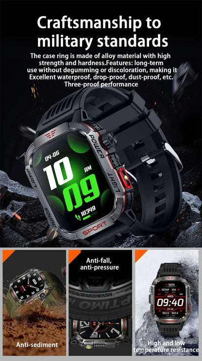 2026 Military GPS Smart Watch Money Detector Light Compass Waterproof Outdoor Sport Tracker Bluetooth Call Watch with Flashlight