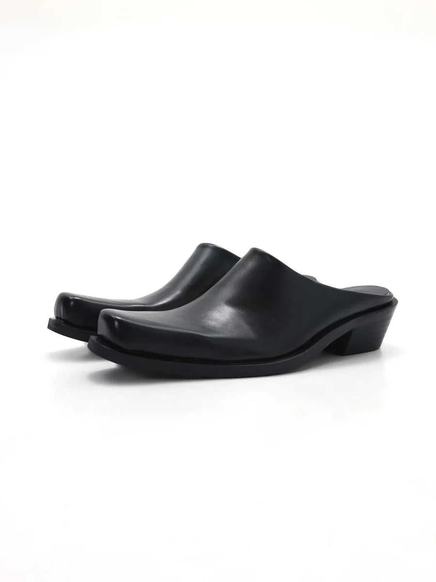 Casual business formal leather slippers for men and women summer new mules fashionable simple breathable and comfortable sandals