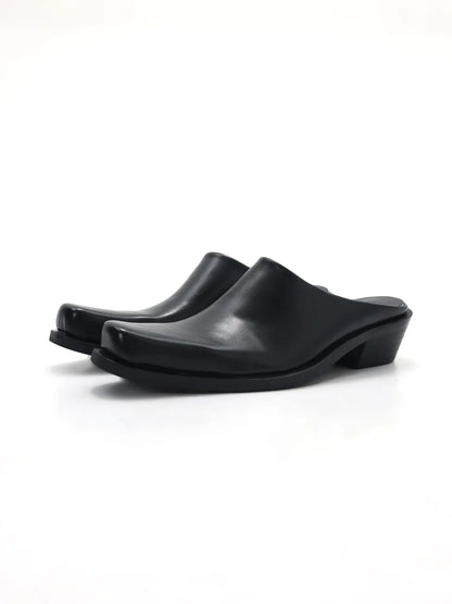 Casual business formal leather slippers for men and women summer new mules fashionable simple breathable and comfortable sandals