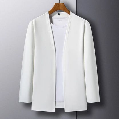 New Men's Casual Solid Color Long Sleeved Cardigan Cloak Spring and Autumn Fashionable Comfortable Top
