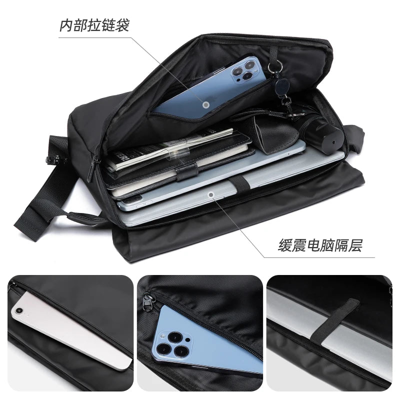 MATE ELAN Minimalism Waterproof Men Crossbody laptop Messenger Bags Simple Casual Male Nylon Travel Shoulder Bag School Bookbag